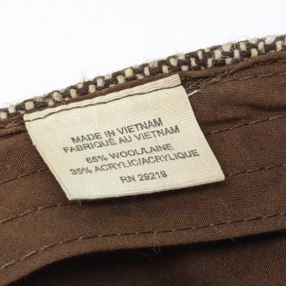 Timberland Women's‎ Tweed Military Cadet Cap Hat Wool Blend Brown Y2K - Picture 6 of 7